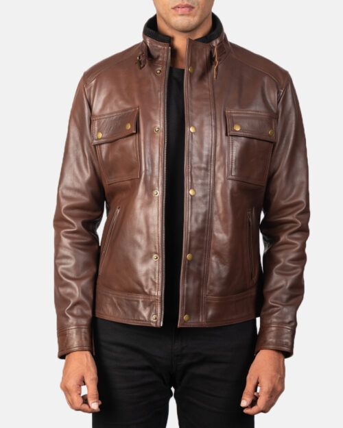 Brutus Brown Leather Biker Jacket